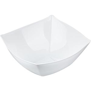 Restaurantware-Moderna 8 Ounce Fancy Plastic Bowls, 10 Square Disposable Salad Bowls - Durable, Heavy-duty, White Plastic Bowl, For Warm And Cold Foods, Pack of 4 