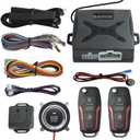 Car Alarm System Push to Start Ignition Kit, PKE Passive Keyless Entry Car Alarm System with Remote Start, Push to Engine Start StopConnect to car Original Horn (1. without siren)