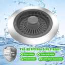 2 x 3 in 1 Sink Strainer Stopper and Pop-up Kitchen Sink Drain Strainer, Stainless Steel Filter with Bigger Basket, Anti-Clogging Kitchen Sink Drain Stopper for US Standard 3-1/2 Inch Drain