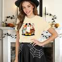 Halloween Shirts for Women Funny Spooky Season Shirt Fall Pumpkin Skull Ghost Graphic Tee Tops (Yellow, M)