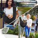 Pawaboo Small Dog Sling Carrier, Reversible Hands Free Dog Sling Carriers for Small Dogs and Cats, Puppy Slings Carrier with Safety Harness, Puppy Essentials, Black, Small