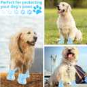 Dog Shoes, Dog Sandals for Hot Pavement, Non-Slip Waterproof Dog Booties for Winter Snowy Day and Summer, Adjustable Straps Easy-Clean Beach Outdoor Pet Boots Rugged Sole-4Pcs Blue, Size 6:（2.56''x1.97'')(L*W)