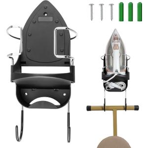 Alpinista Ironing Board Hanger Wall Mount Ironing Board Holder Wall Mount for Laundry Rooms Storage Organizer, Black