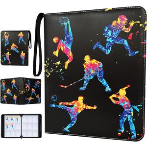 900 Pockets Sports Cards Binder,Trading Cards Holder Card Collectors Album,Trading Card Binder 9 Pocket with 50 Removable Sleeves for Football Baseball Basketball Hockey Soccer Card