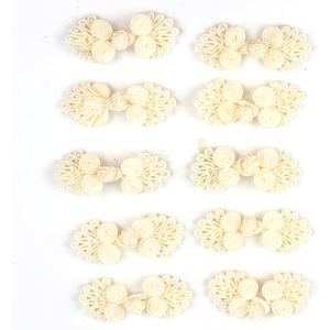 Heyiwell 10Pairs Chinese Frogs Button Closures Hook & Eye Fastener, Chinese Closure Buttons for Sewing Cheongsam Bridal Costumes DIY Home Decor 60 x20mm Beige