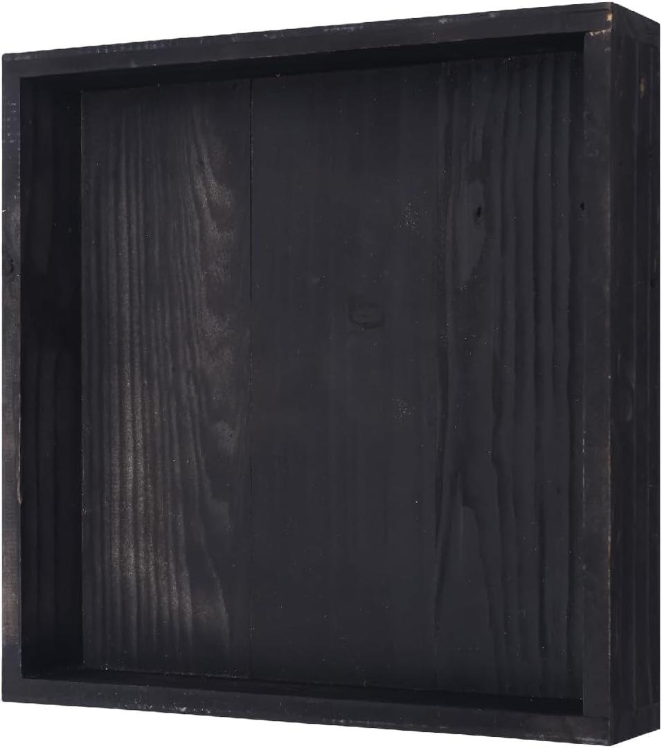Pallet Wood Shadow Box (1 Piece) - 12" x 12" Reclaimed Pine Wood in Black Finish | Handmade, DIY Wall Decor, Blank Signage, Display Case for Memorabilia, Rustic, Farmhouse, 2.5" Thickness