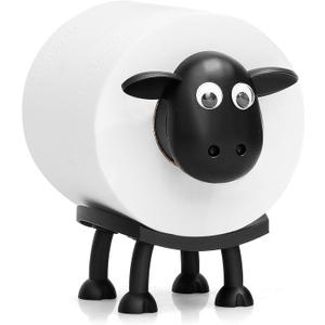 VELENTI Sheep Toilet Roll Holder - Funny Toilet Paper Holder Free Standing Bathroom Set - 3D Printed Black Sheep Loo Roll Holder - Hilarious Tissue Paper Roll Storage - Cute Bathroom Decor - Set of 1