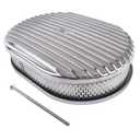 TEKKOAUTO 12" Oval Full Finned Air Cleaner Polished Aluminum Replacement for 5-1/8” Carburetors