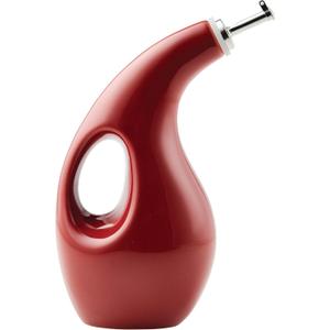 Rachael Ray Ceramic EVOO Oil and Vinegar Dispensing Bottle with Spout, 24 Ounce - Cranberry Red