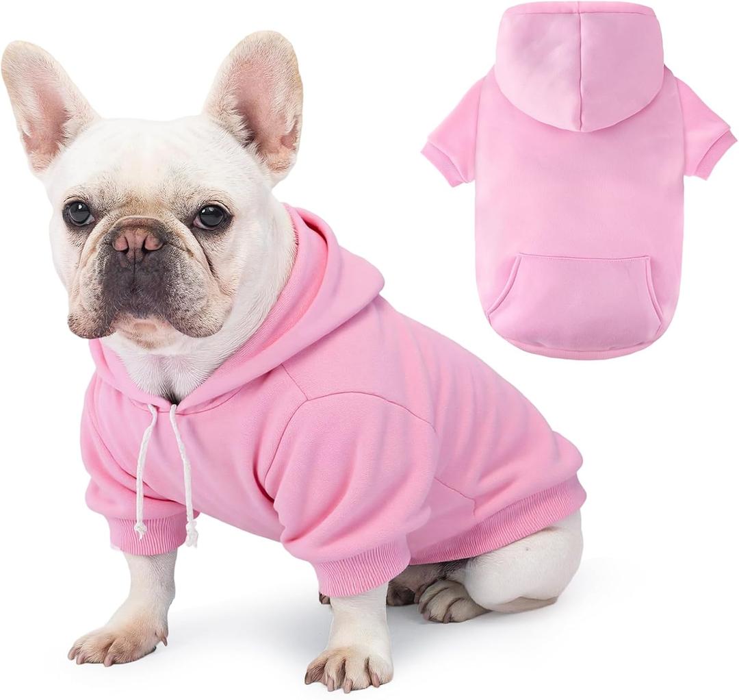 Dog Basic Hoodie Soft Dog Clothes Cold Weather Sweaters for Medium Large Dogs Cozy Fabric Warm Sweatshirt with Leash Hole (Pink, L (Back: 20.47",Chest: 28.35", Neck: 21.26"))