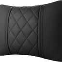 Car seat headrest Leather Car Fit for Seat Rest Cushion Headrest Car Neck Pillow Fit for BMW (Color : Black-01)