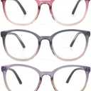 KoKoBin 3 Pack Reading Glasses for Women Cute Round +3.50 Blue Light Blocking with Spring Hinge