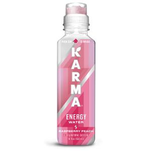 Karma Natural Energy Drink - Raspberry Peach Caffeinated Water - Clean Focus & Energy Boost, bbd 09/19/26