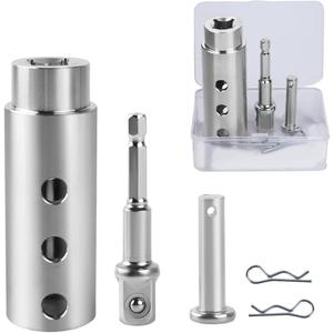 Moalaok Trailer Jack Drill Adapter Compatible with 1 Inch Jack Drive Shaft Stainless Steel Handle Cordless Drill Adapter with Socket Bit Attachment for Top Wind Trailer Crank