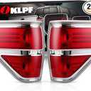 OKLPF Rear Brake Tail Lights Compatible With 2009 2010 2011 2012 2013 2014 Ford F150 F-150,Replace Silver Taillights Assembly Red Chrome Tail Lights, Not Included Bulbs, Driver and Passenger Side