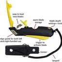 Veltec EZ-1000 Safety Box Cutter Utility Knife, 3 Blade Depth Setting, Squeeze Trigger and Dual Side Edge Guide, 2 Blades, Holster and Lanyard (Yellow)