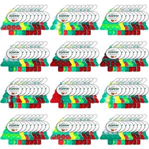 32 Pcs Christmas Mini Pop Push It Fidget Toys Keychain with Christmas Cards for Kids Adults, Party Favors Kids Classroom, Prizes, Stocking Stuffers, Bulk Gifts, Goody Bag Stuffers, Students Goodies