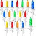 Honoson 60 Pack Christmas Replacement Mini Bulbs 3 V LED String Lights Outdoor Indoor Wide Angle Bulbs for Christmas Tree Garden Home (White Base with Multicolor Bulb)