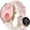 Smart Watch for Women,1.57inch AMOLED Touchscreen Fitness Watch for iPhone & Android,Heart Rate/Sp02/Sleep Monitor,110+ Sport Modes IP68 Waterproof Bluetooth Calls,2 Bands (Pink, 1.57)