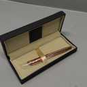 Rollerball Pen Liquid Ink Pens for Women Luxury Box Gel Pen Black Ink Fancy Pen Refillable for Executive, Office, Professional, Birthday Gift G5 (Rose Gold)