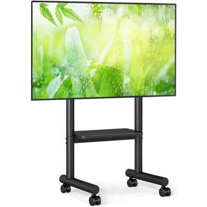 TVON Rolling TV Stand for 40-75 inch TVs up to 110 lbs, Mobile TV Cart with Height Adjustable Shelf, Outdoor TV Stand for Bedroom, Living Room, Max VESA 400x400mm (Black)