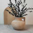 Rustic Weathered Ceramic Vase with Handle, Handcrafted Clay Jug, Vintage Distressed Plant Holder for Dry Flowers, Decorative Pottery for Home