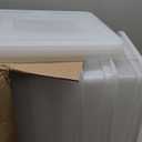 IRIS USA File Box, Plastic File Organizer with Lids for Letter/Legal File, Portable Document Box For Moving, Storage Bin with Durable and Secure Lid, Stackable Nestable BPA-Free, Clear 35 Qt. 4 Pack