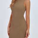 PRETTYGARDEN Spring Dresses for Women 2025 Sleeveless Bodycon Short Work Tank Dress Summer Casual Ribbed Mini Sundresses (Medium, Light Khaki)