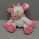 Hopearl Adorable Plush Cow Toy Floppy Dairy Cattle Soft Stuffed Animal Cute Birthday Gifts for Boys Girls Kids Toddlers, Strawberry Pink, 9''