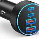 Car Charger USB C, 4-Port 90W Super Fast Charging Car Phone Charger Accessories Dual USB-C & USB-A Cargador Carro Cigarette Lighter Adapter for iPhone 17 16 15 14 13 12, iPad, Galaxy, Tablet, Android