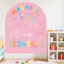 Magnetic Wall Decal for Kids 40x32 Inch Self Adhesive Magnet Arch Chalkboard for Wall Pink Chalkboard Contact Paper Peel and Stick with Letters and 12 Color Liquid Chalk for School Playroom