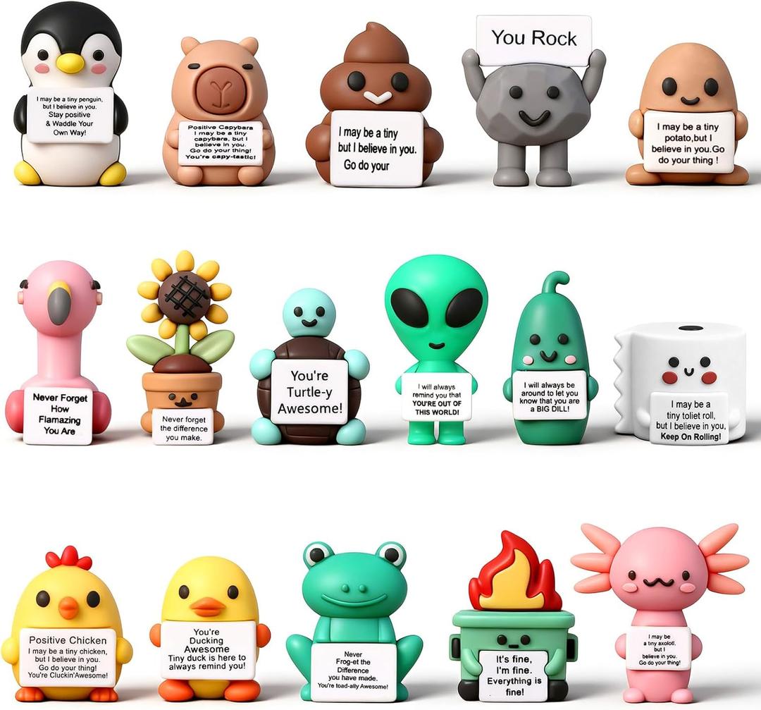 Gejoy 32 Pcs Mini Rubber You Rock Toys Set Mini Rock Figures Positive Gifts Desktop Ornaments and Decorations Inspirational Gifts for Employees, Staff, Teachers, Teams, and Friends (Novel)
