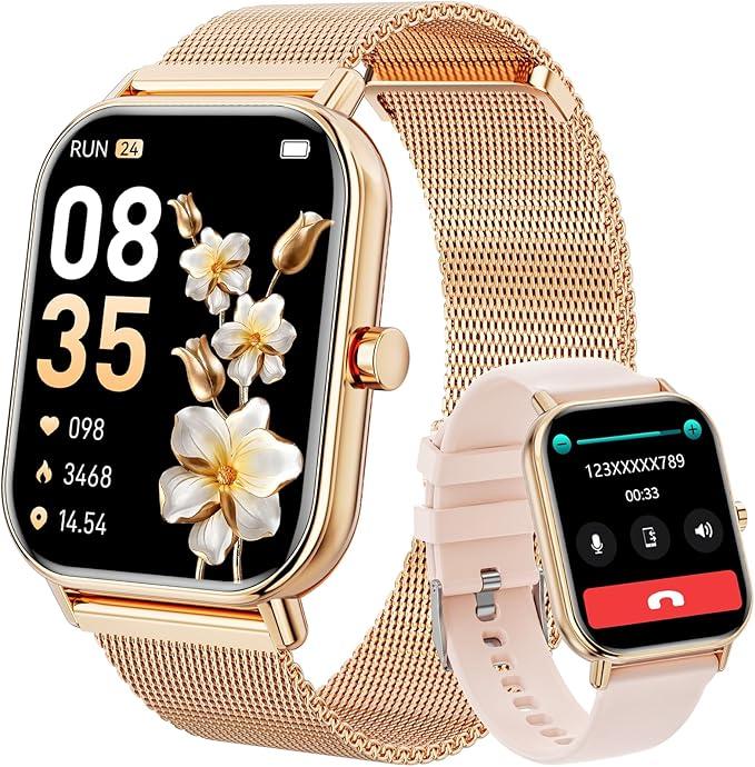 Men's Women's Smart Watch with Bluetooth Calls, 1.85 Inch Screen Smart Watch with Heart Rate, SpO2, Sleep, Pedometer, IP67 Waterproof Fitness Watch Compatible with Android IOS