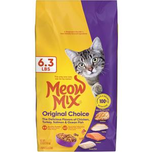 Meow Mix Original Choice Dry Cat Food, 6.3 Pound Bag Exp 06/01/26