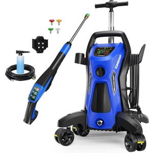 Electric Pressure Washer 5000PSI-max 2.9GPM Pressure Washer Electric Powered with Upgrade Spray Handle Smart Control and 4 Anti-Tipping Wheels for Effortlessly Cleaning