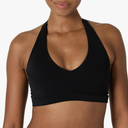 Queenike Women's Active FormFlex Buttery Soft Light Support Halter V-Neck Sports Bra, (Black, XL)