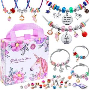 COO&KOO Charm Bracelet Making Kit, A Unicorn Girls Toy That Inspires Creativity and Imagination, Crafts for Girls Ages 8-12 with Jewelry Making Kit Perfect Gifts for 6 7 8 9 10 Girl Self-Expression!