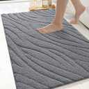DEXI Bathroom Rugs 24x43, Non Slip Washable Bath Mat for Shower Floor, Luxury Soft Absorbent Bathmat with Rubber Backing, Quick Dry Microfiber Carpet, Dark Grey (2' x 3'7" (Rectangular))