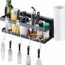 Upgraded Griddle Caddy for Blackstone,Foldable Griddle Accessories Prep Cart for 17"/36" Space Saving BBQ Grill Storage Organizer Box Paper Towel Holder J-Hooks Camper Picnic Ourdoor