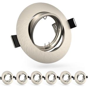 6 Pack Spotlight Frame, 3 inch Recessed Ceiling Light Trim Compatible with MR16 GU10 GU5.3 Bulbs, Adjustable Holder for Cabinet Kitchen, Brushed Nickel