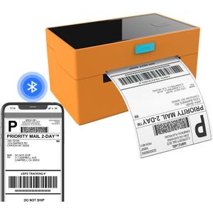 Bluetooth Thermal Shipping Label Printer, 4x6 Label Printer for Shipping Packages, Support iOS, iPhone, iPad, Android, Mac and Windows, Used for Amazon, Ebay, Shopify, Etsy, USPS,UPS, Orange