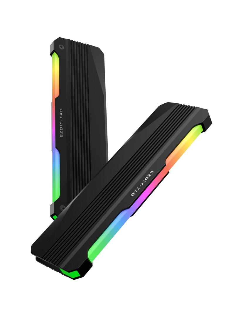 EZDIY-FAB RH01 ARGB RAM Heatsink, RGB Memory Heat Spreader for DDR5 DDR4, Aluminum RAM Cooler with 5V 3-Pin ARGB Lighting, Gaming PC Memory Cooling,2 Pack - Black