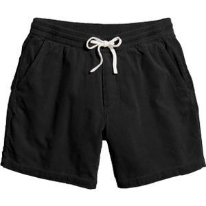 Men's Corduroy Shorts 5 Inch Inseam Drawstring Elastic Waist Lightweight Casual Summer Beach Shorts with Pocket (Large, Black)