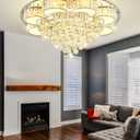 31.4'' Silver Modern Crystal Chandeliers for Dining Room LED Dimmable Light Fixtures Flush Mount Light Living Room Bedrooms