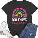 Read Shirt for Women-Reading Rainbow Short Sleeve Reading Teacher Tee Cute Librarian Shirt (Gray, L)