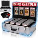 Graded Card Case - 4 Row Graded Card Storage Box with 8 Foam Inserts - Durable PSA Slab Case with Secure Lock - Also Compatible with GMA, HGA, NGS, SGC, CSG - Holds up to 640 Top Loaders (Silver)