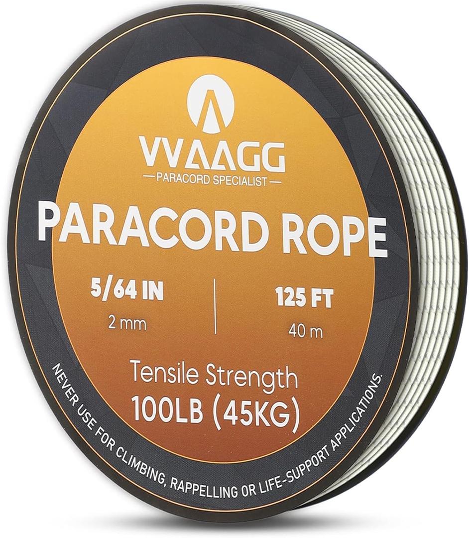 VVAAGG 2mm Reflective Paracord Rope 100 lb: Thin Micro Braided Paracord String Cord for Crafting Bracelet DIY Projects Fishing Camping Wind Chime Decor 125FT White