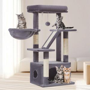 Taoqimiao Cat Tree,38.5-Inch Cat Tower for Indoor Cats,Suitable for Kittens with Luxurious cat condo, Adjustable Baskets and Luxurious Perch MS029SG Smoky Gray