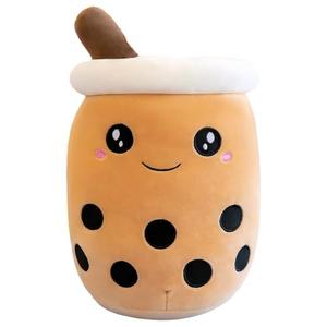 VSFNDB Stuffed Boba Plush Bubble Tea Plushie Stuffed Animal Toys Boba Pillow Cute Cuddle Stuffies Plushies Soft Kawaii Hugging Cartoon Food Milk Cup Plush Pillow Gifts for Kids Boys Girls, 9.8 Inches