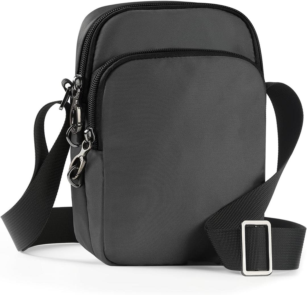 VADOO Sling Bag for Men Women, Anti Theft Crossbody Bag with Zipper Lock, RFID Blocking & Waterproof for Travel Casual (Grey)